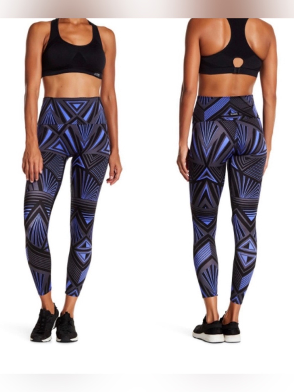 K-DEER HIGH RISE LEGGINGS HYPE GEOMETRIC PRINT made in USA MEDIUM EUC yoga